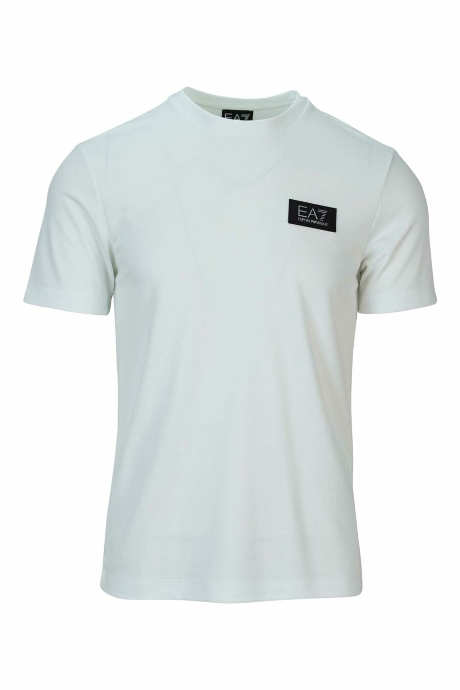 T-shirt branca de tamanho grande com o mini-logotipo "lux identity" branco sobre placa preta - 8058947508495