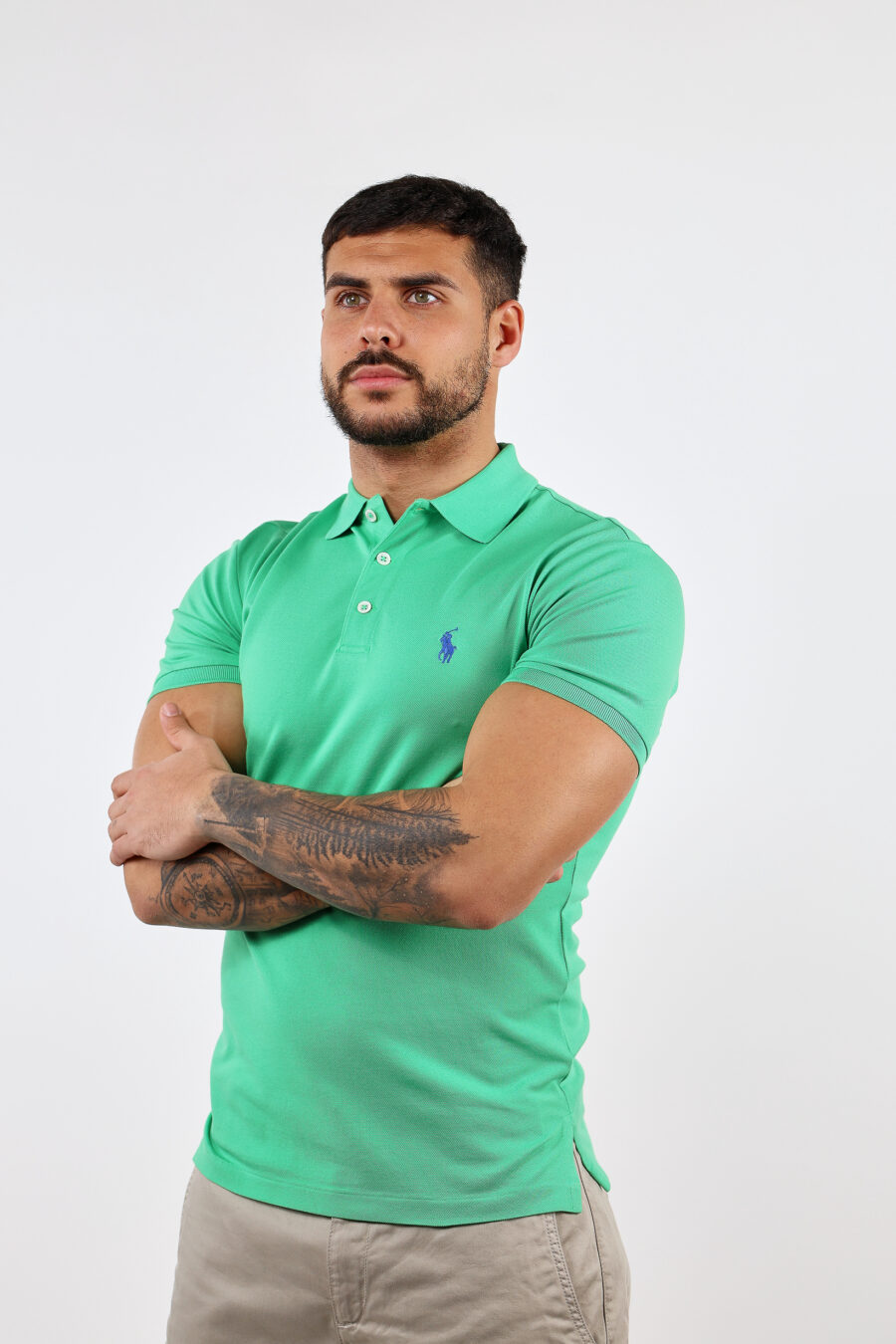 T-shirt vert et bleu avec mini-logo "polo" - BLS Fashion 172