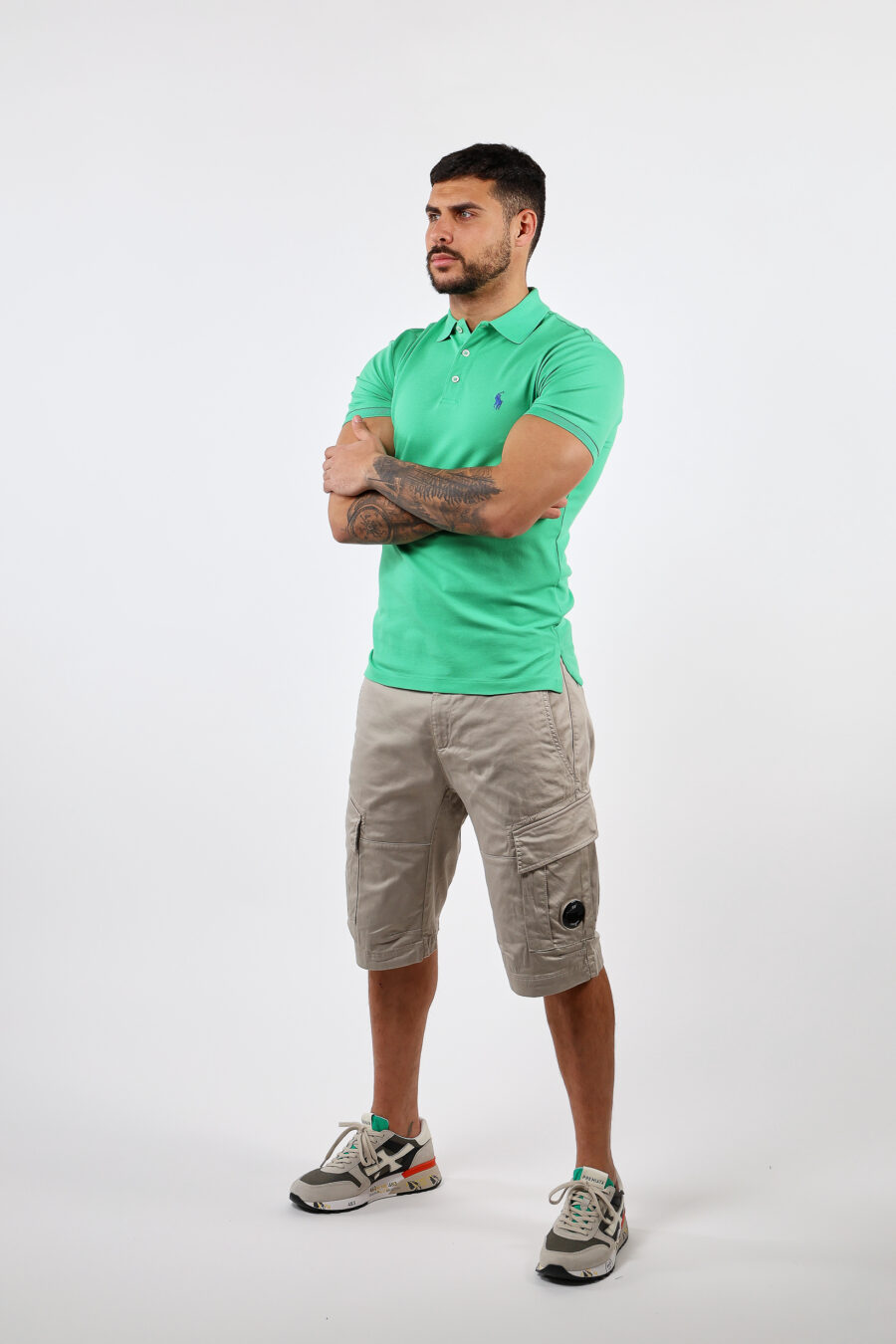 T-shirt vert et bleu avec mini-logo "polo" - BLS Fashion 173