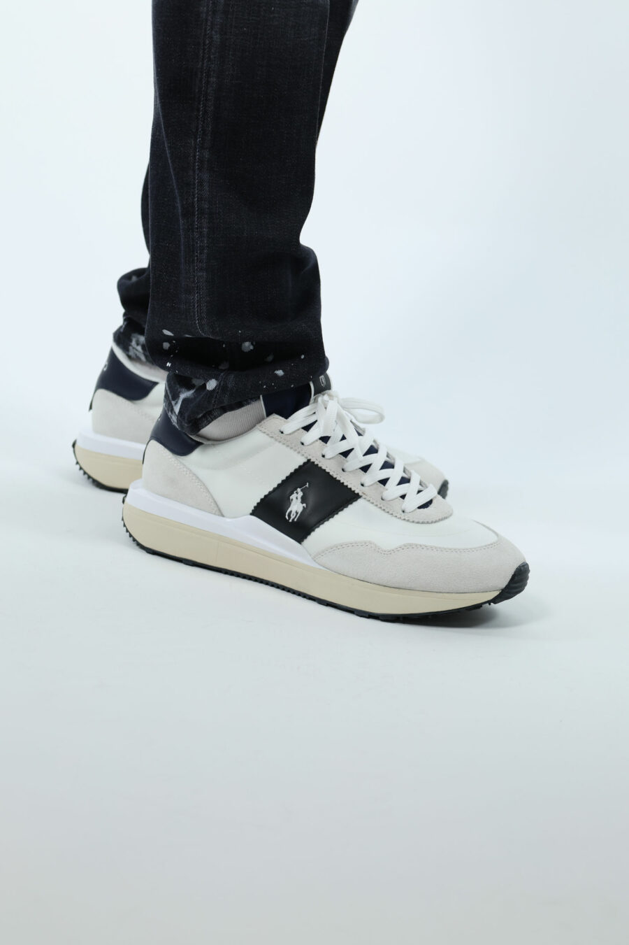 Trainers white and blue detail "train" with white "polo" minilogue - 106756