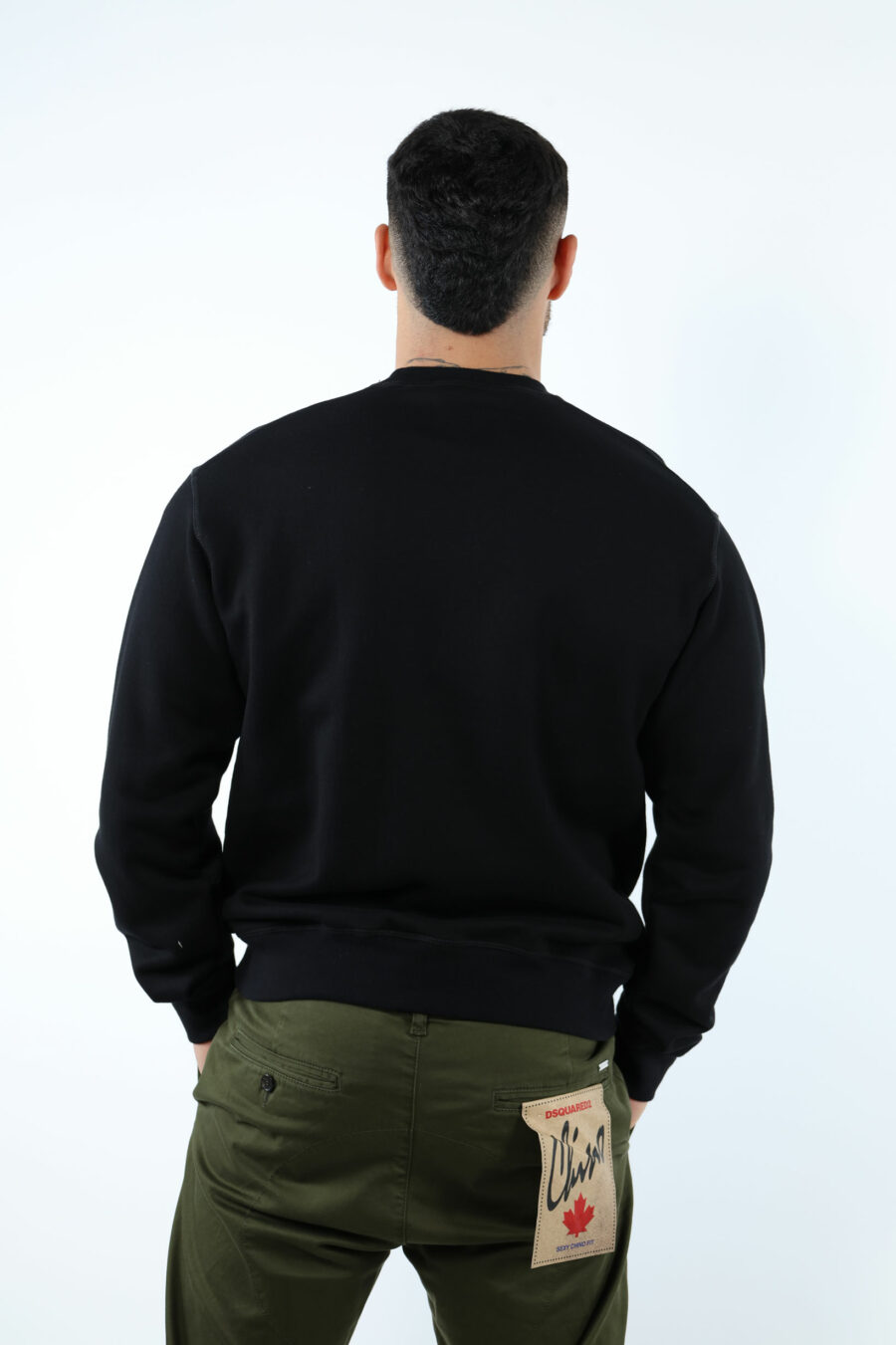 Black sweatshirt with "icon" maxilogo neon green blurred - 107064