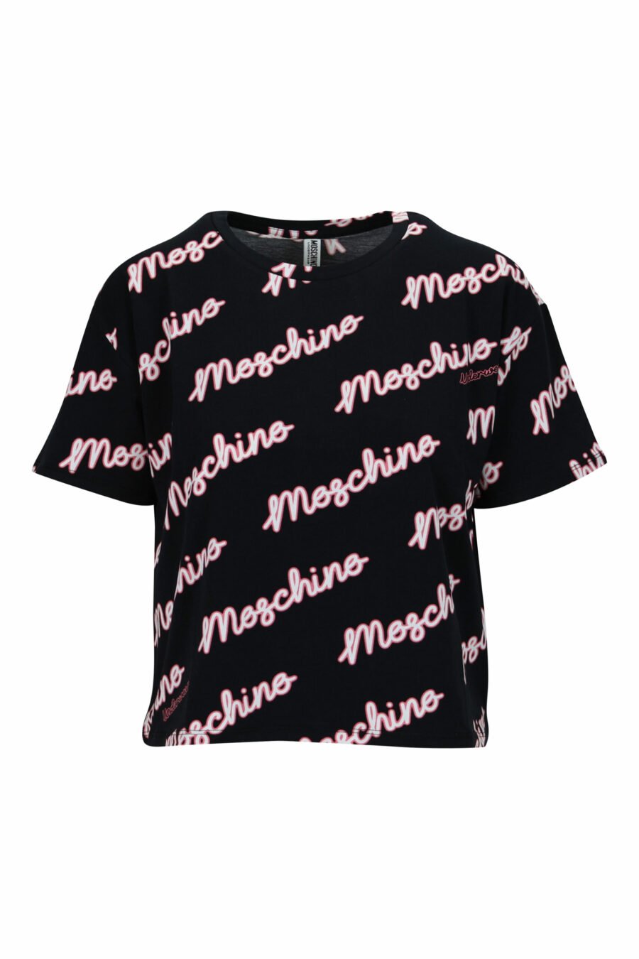 T-shirt preta com "logótipo moschino" fúcsia - 108036 à escala