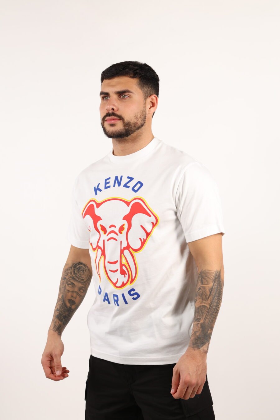 Camiseta blanca con maxilogo "kenzo elephant" - 109081