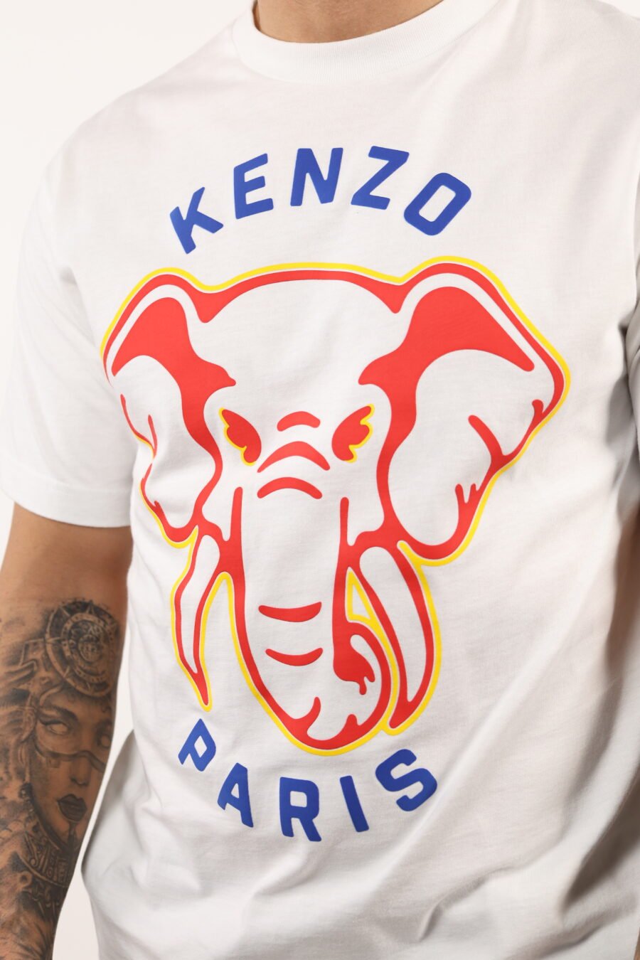 Camiseta blanca con maxilogo "kenzo elephant" - 109083