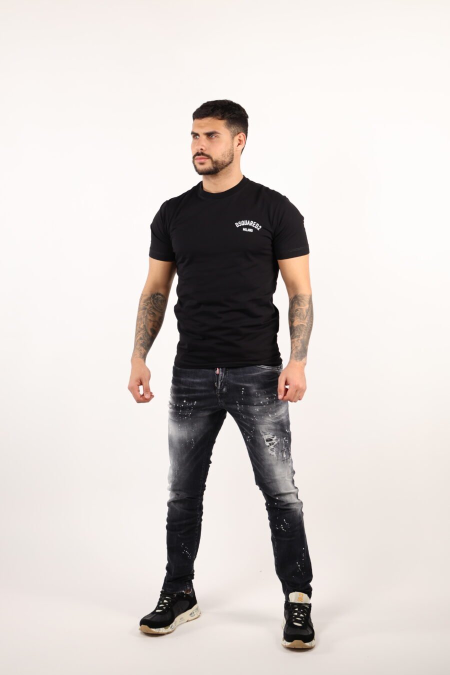 Camiseta negra con logo doblado "milano" - 109199
