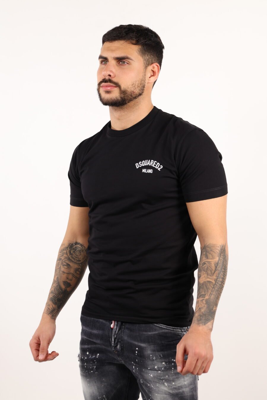 Camiseta negra con logo doblado "milano" - 109200