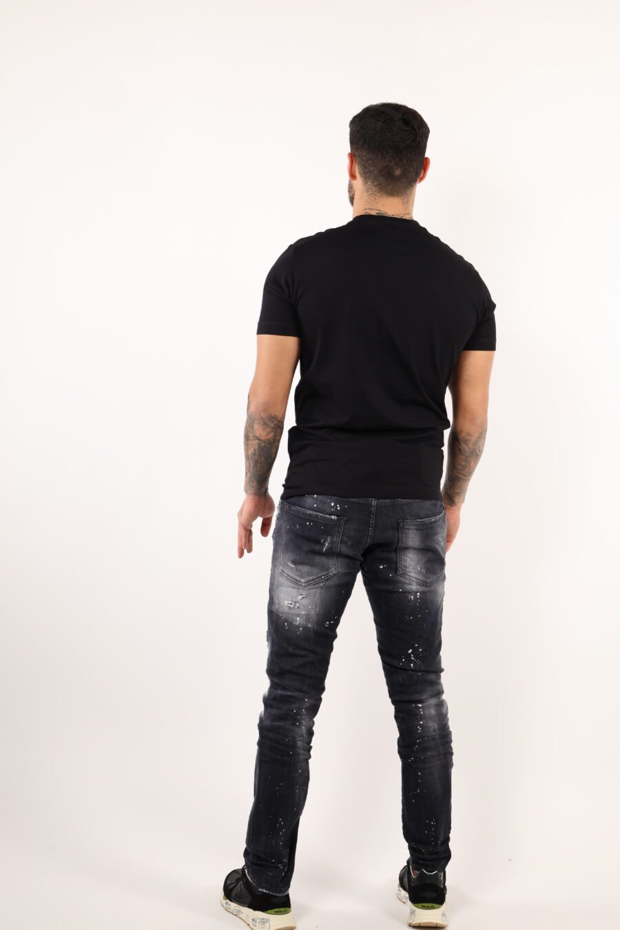 Camiseta negra con logo doblado "milano" - 109202