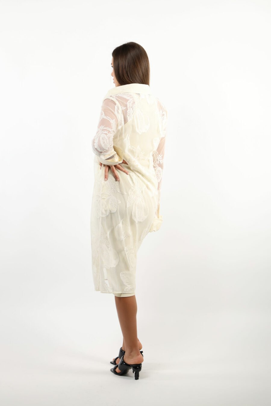 Vestido blanco semitransparente de encaje - 109406