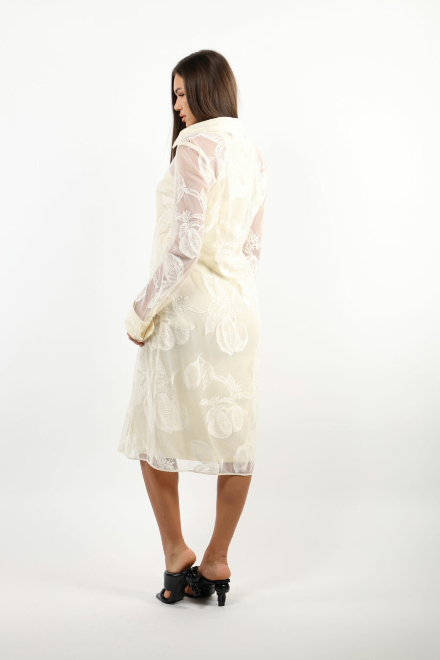 Vestido blanco semitransparente de encaje - 109407