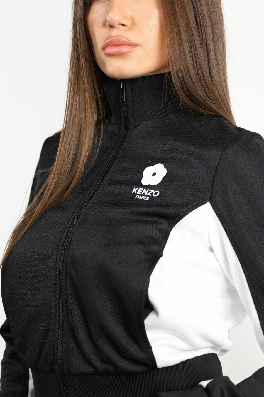 Schwarzes Sweatshirt mit weißem und weißem "boke flower" Mini-Logo - 109473