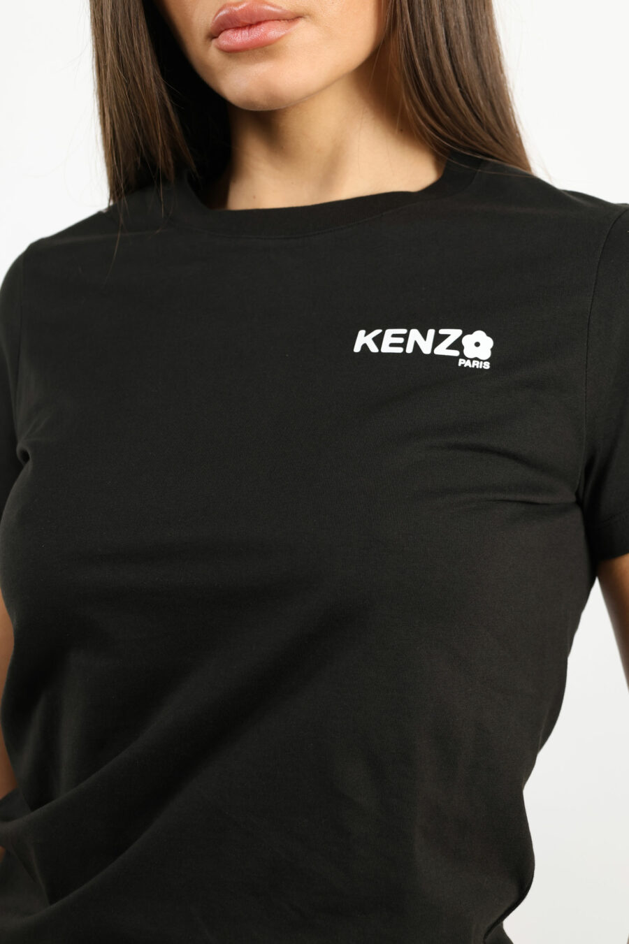 Camiseta negra con minilogo "kenzo boke flower" blanco - 109485