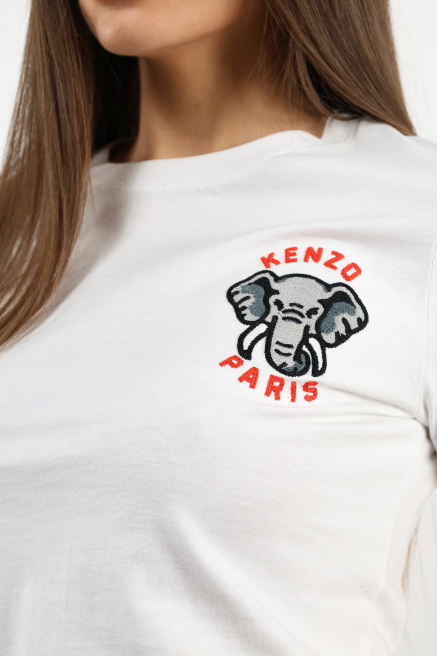 t-shirt blanc avec mini logo "kenzo elephant" - 109506