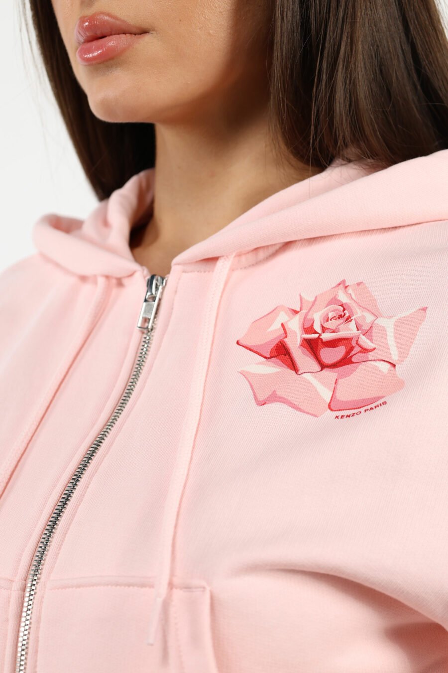 Rosa Sweatshirt mit Kapuze und Mini-Logo "kenzo rose" - 109585