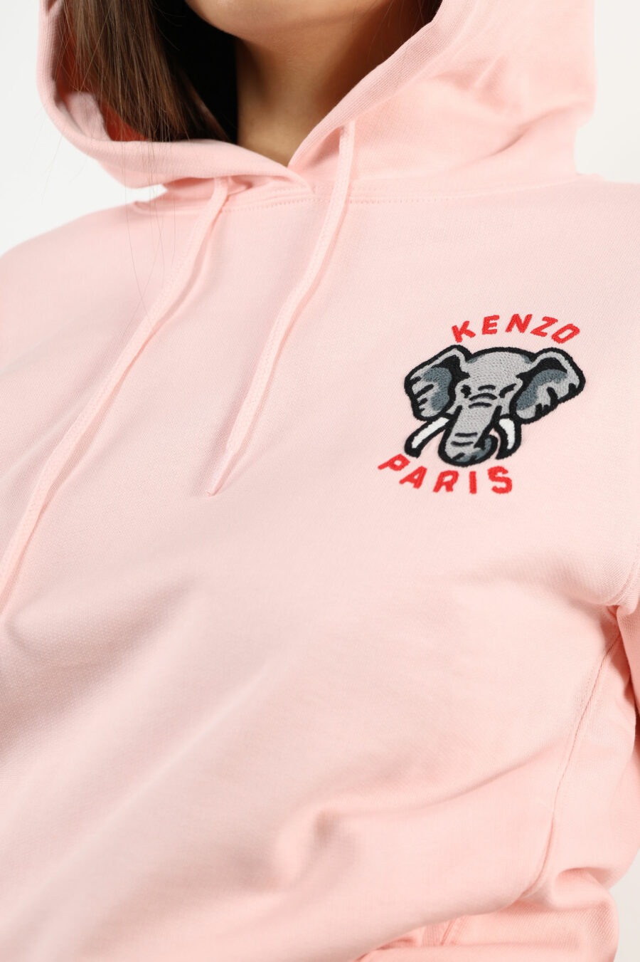 Sudadera rosa con capucha y minilogo "kenzo elephant" - 109602