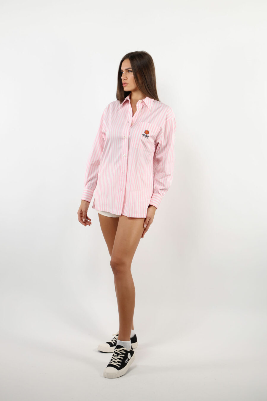 Pink oversize shirt with mini logo "boke flower" - 109605