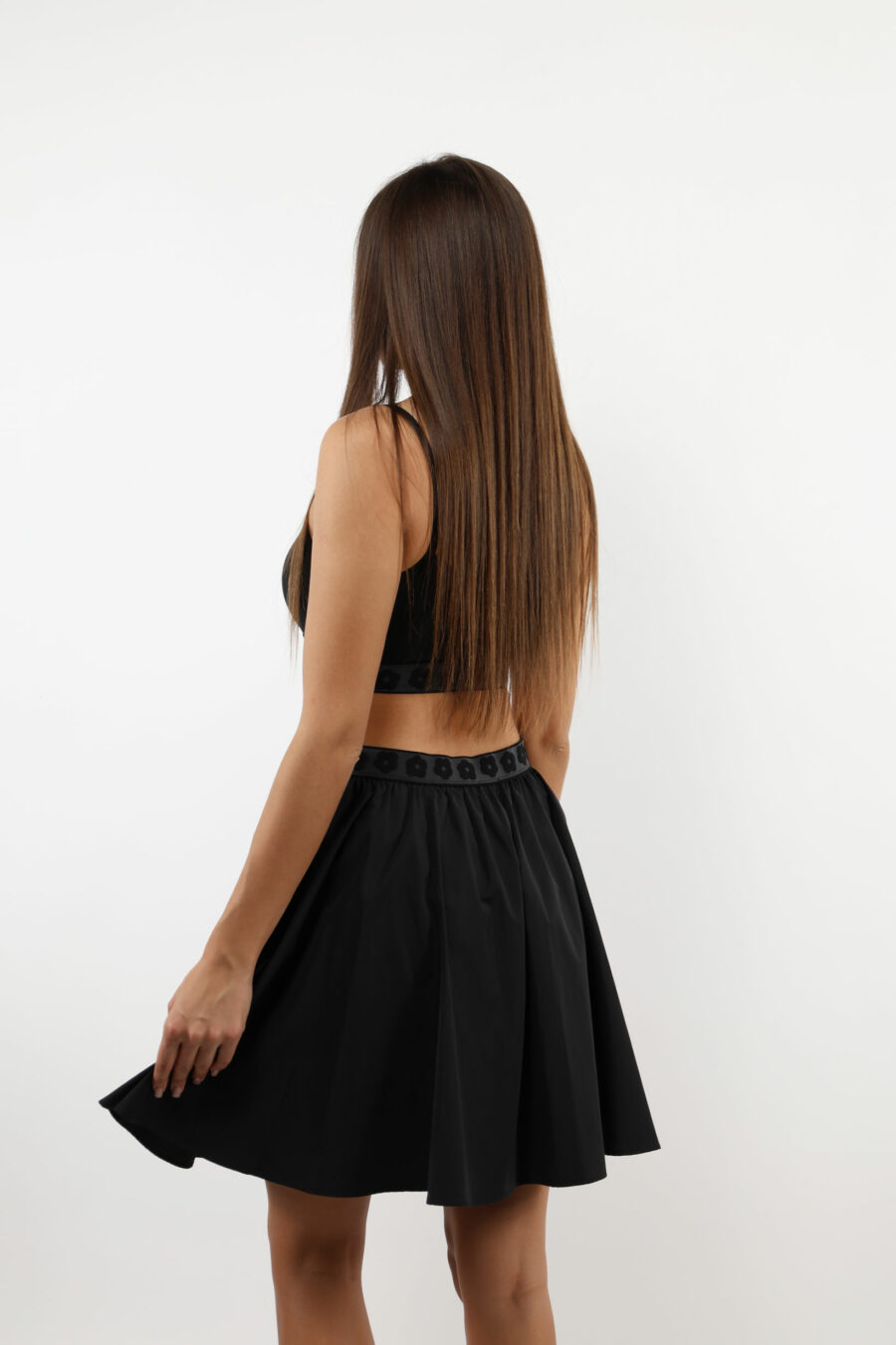 Falda negra con minilogo "boke flower" negro - 109636