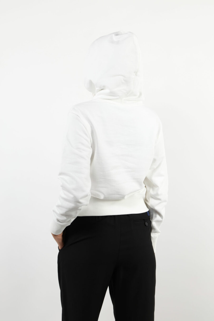 Sweat blanc à capuche avec mini logo "kenzo elephant" - 109648