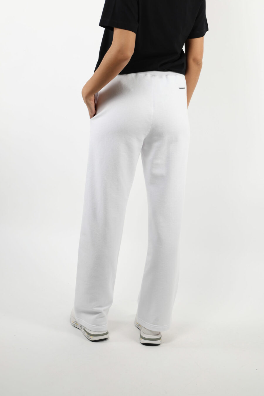 Wide white trousers with logo - 109743