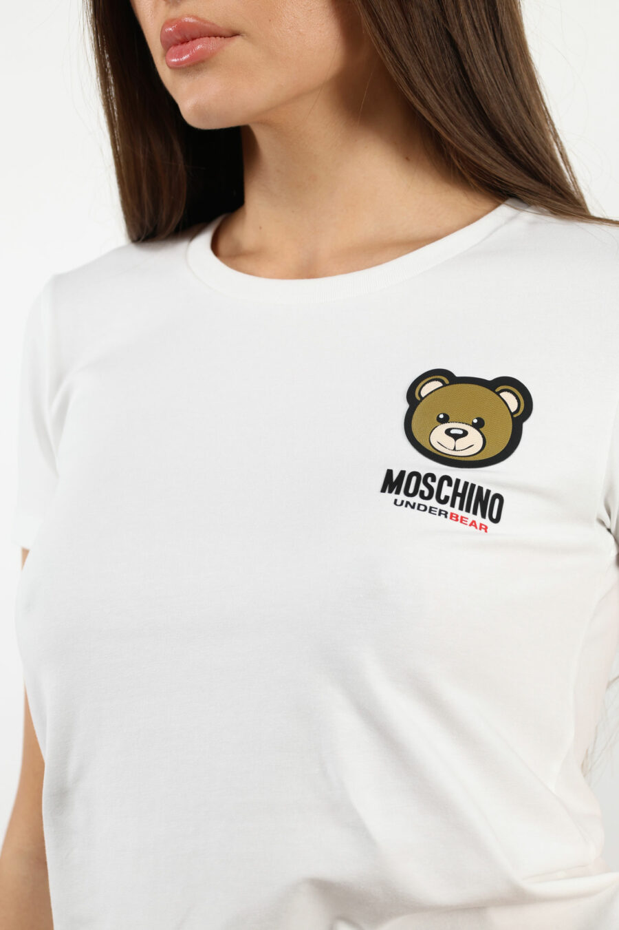 Camiseta blanca con logo oso "underbear" parche - 109810