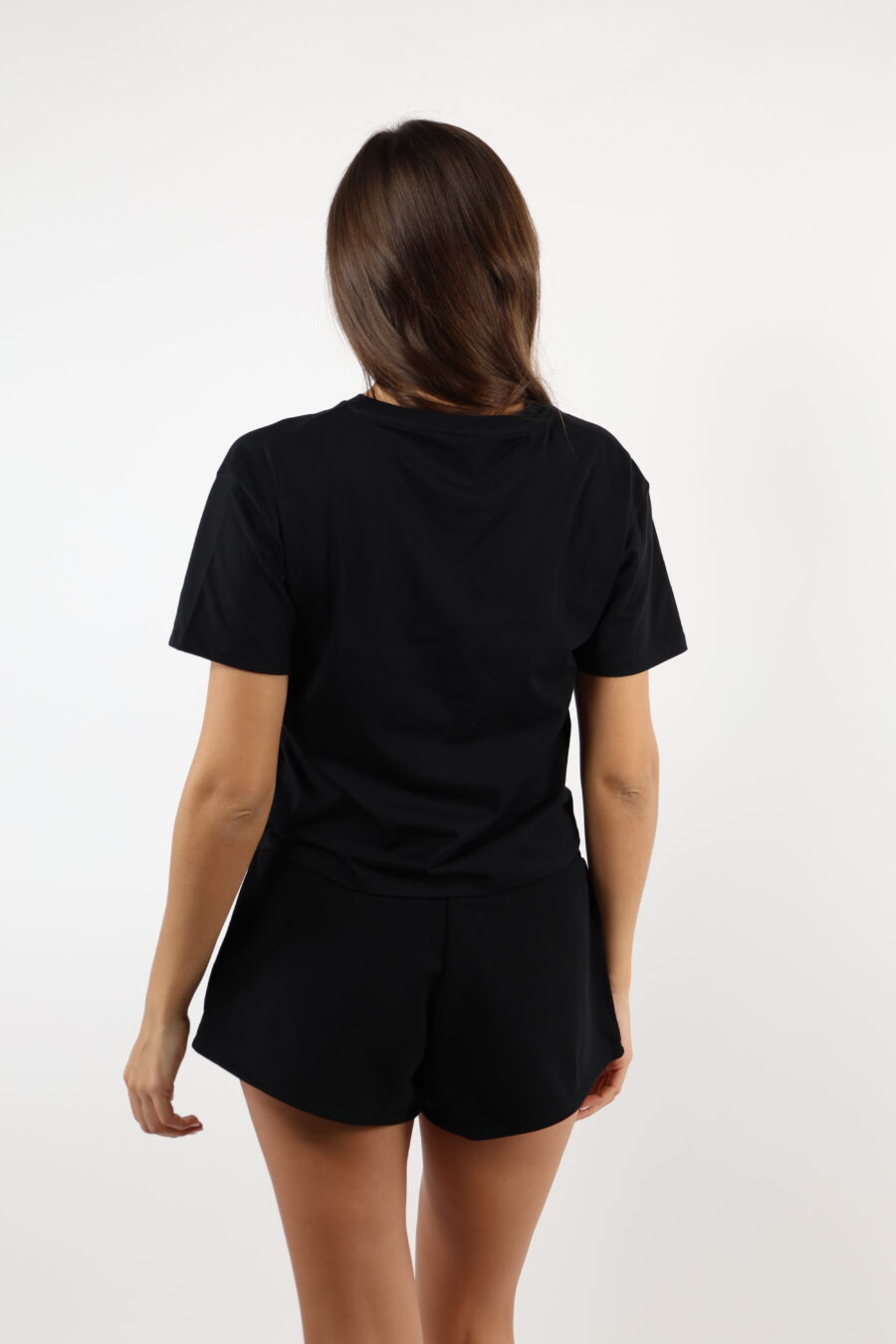 Schwarze Shorts mit mehrfarbigem Mini-Logo - 110505
