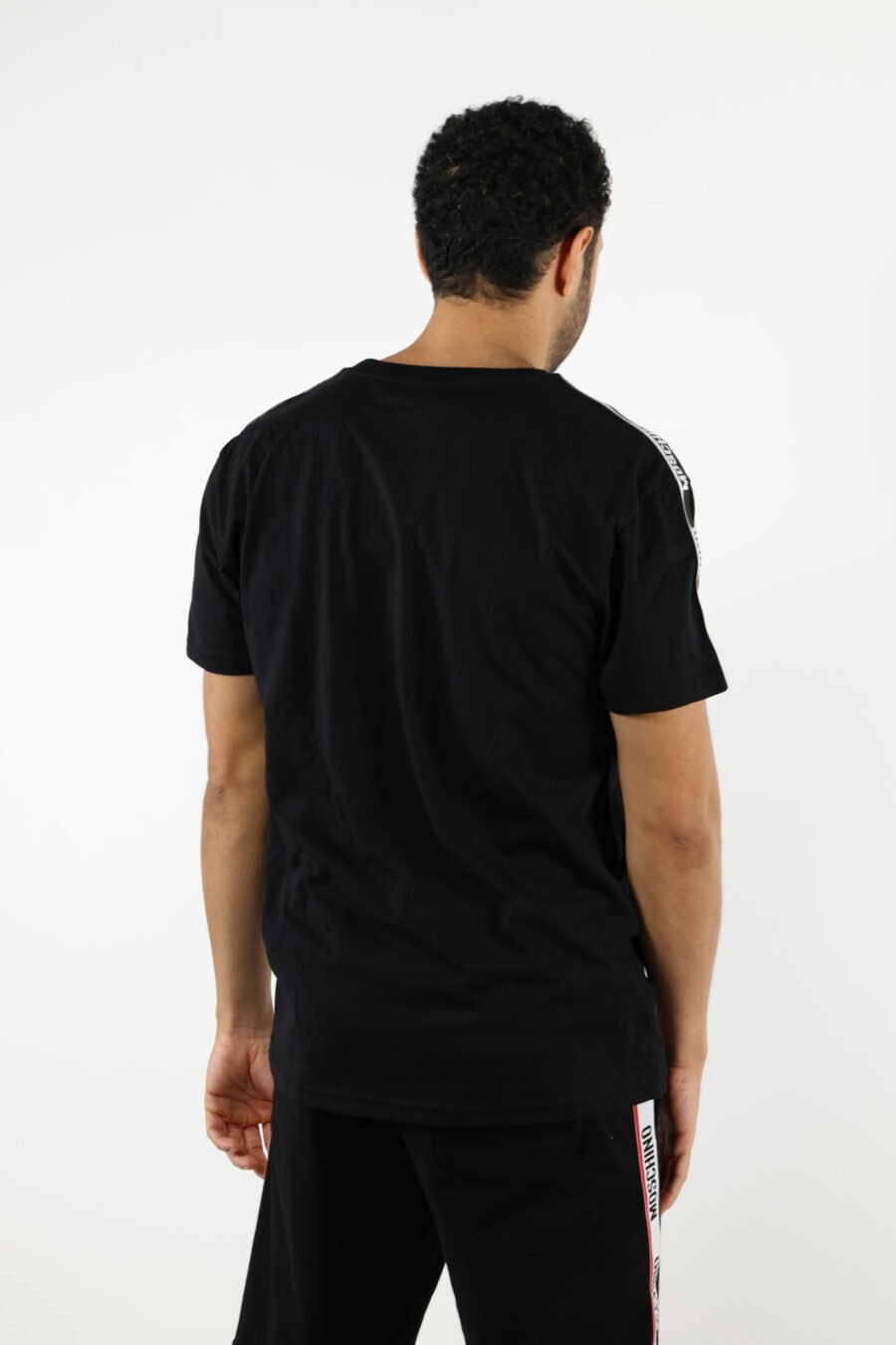 T-shirt noir avec mini logo sur ruban - 110986
