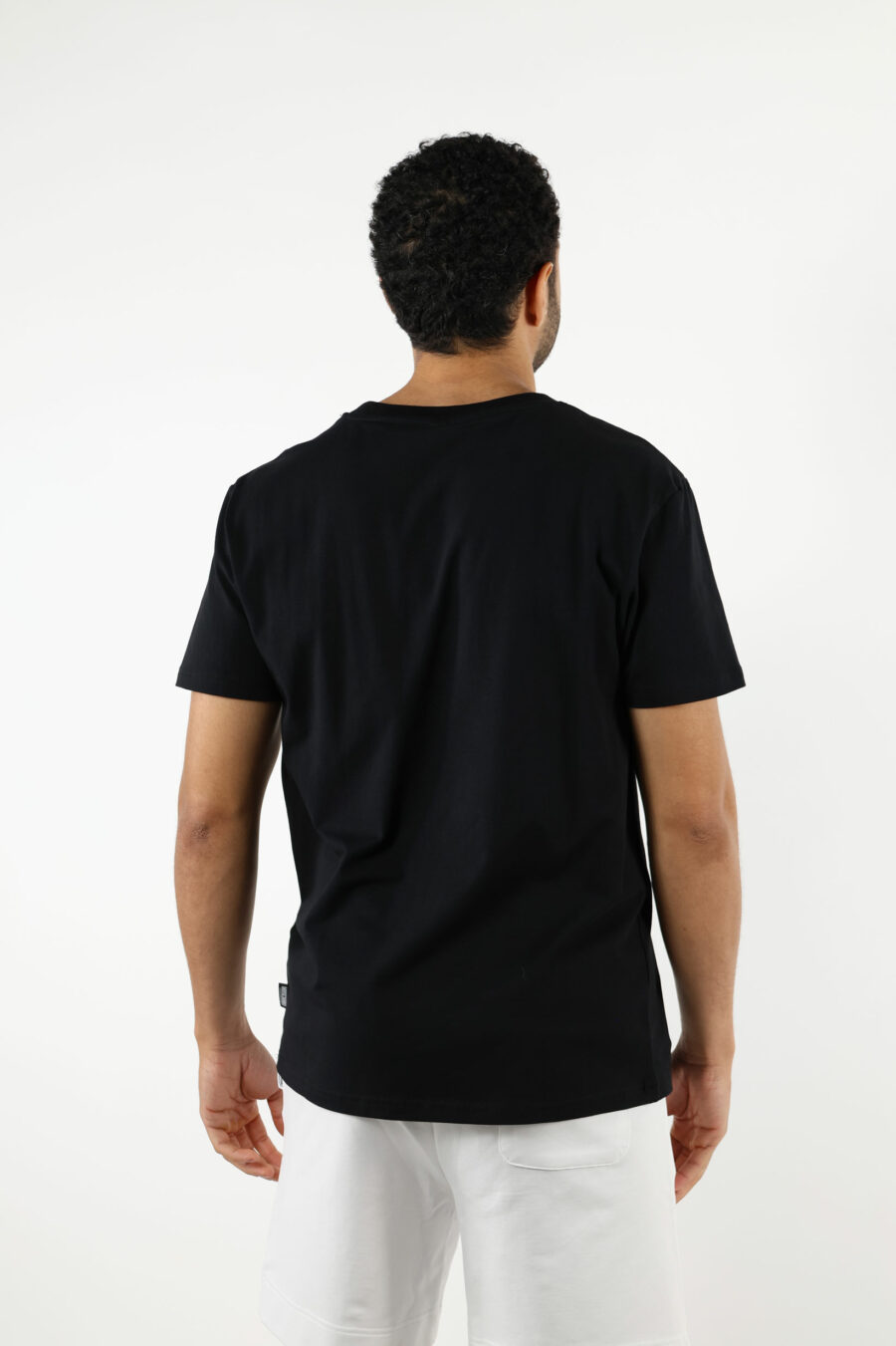 T-shirt black with mini bear "underbear" in white rubber - 111016