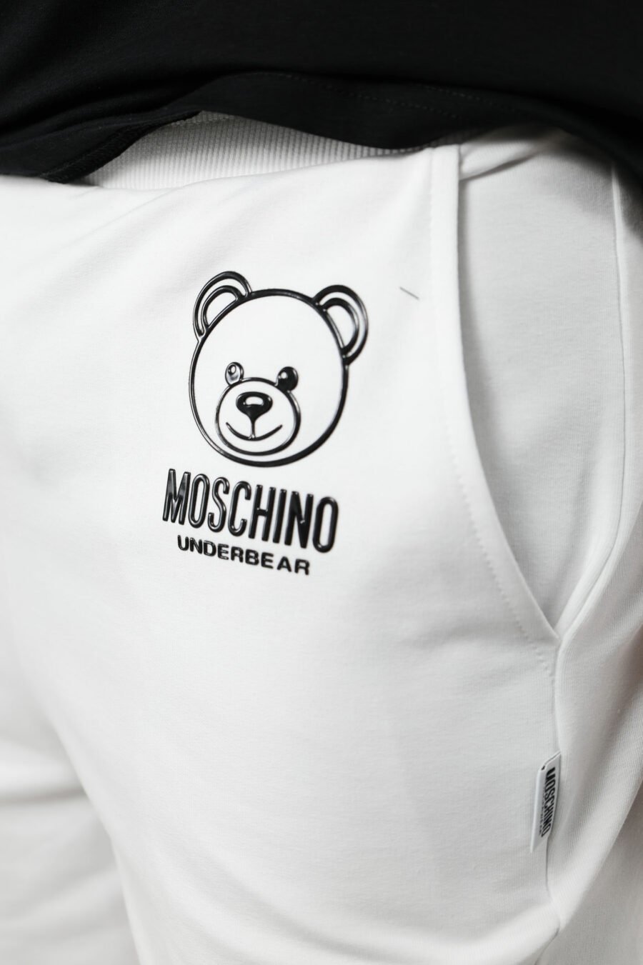 Bas de survêtement blanc avec mini-logo ours "underbear" en caoutchouc noir - 111019