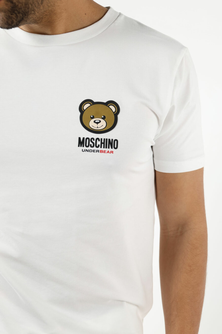 T-shirt blanc avec mini logo ours patch "underbear" - 111023
