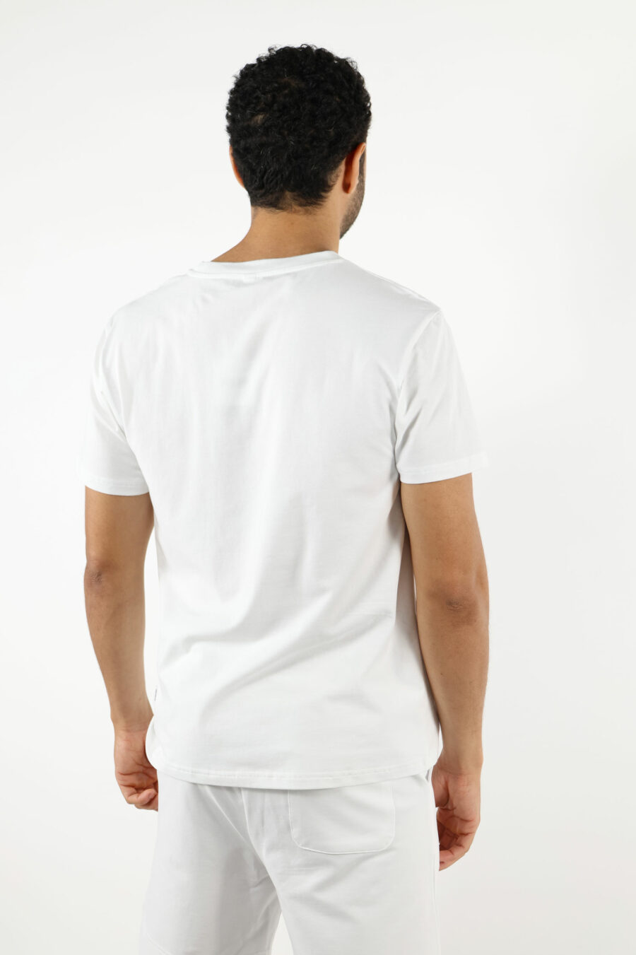 T-shirt blanc avec mini-logo ours "underbear" en caoutchouc noir - 111032