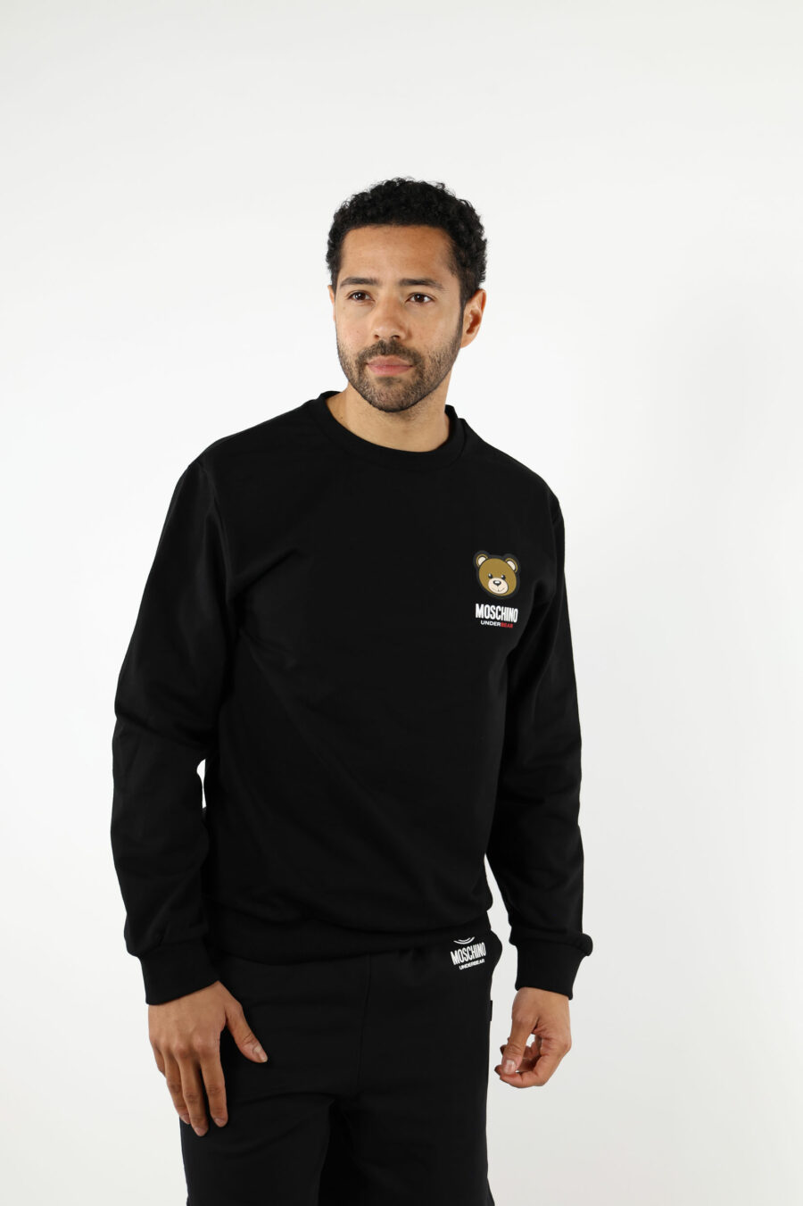 Black sweatshirt with bear minilogue "underbear" patch - 111058