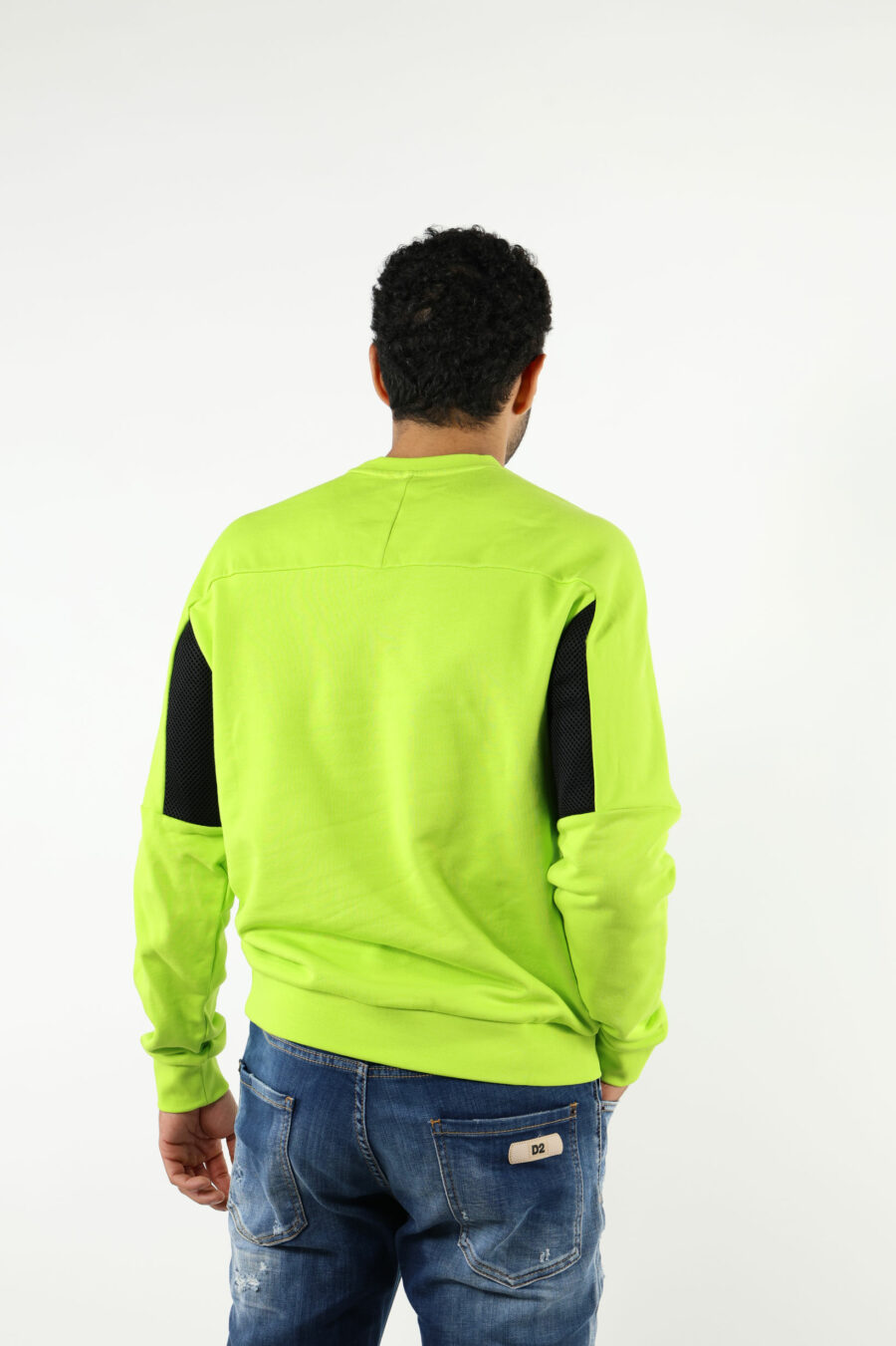 Sweat vert citron avec mini logo "lux identity" sur ruban monochrome - 111214
