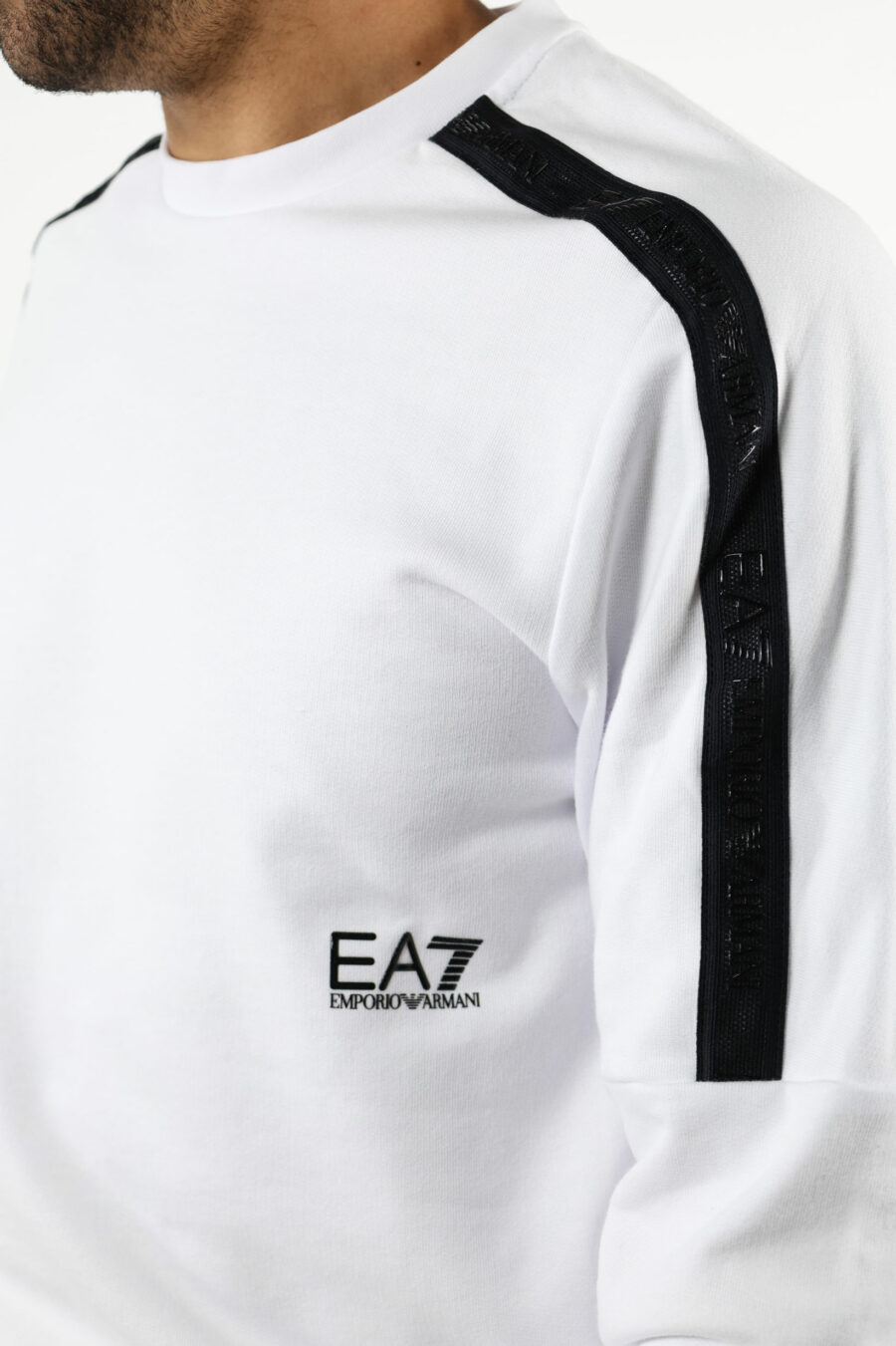 Weißes Sweatshirt mit monochromem "lux identity" Mini-Logo auf Band - 111223