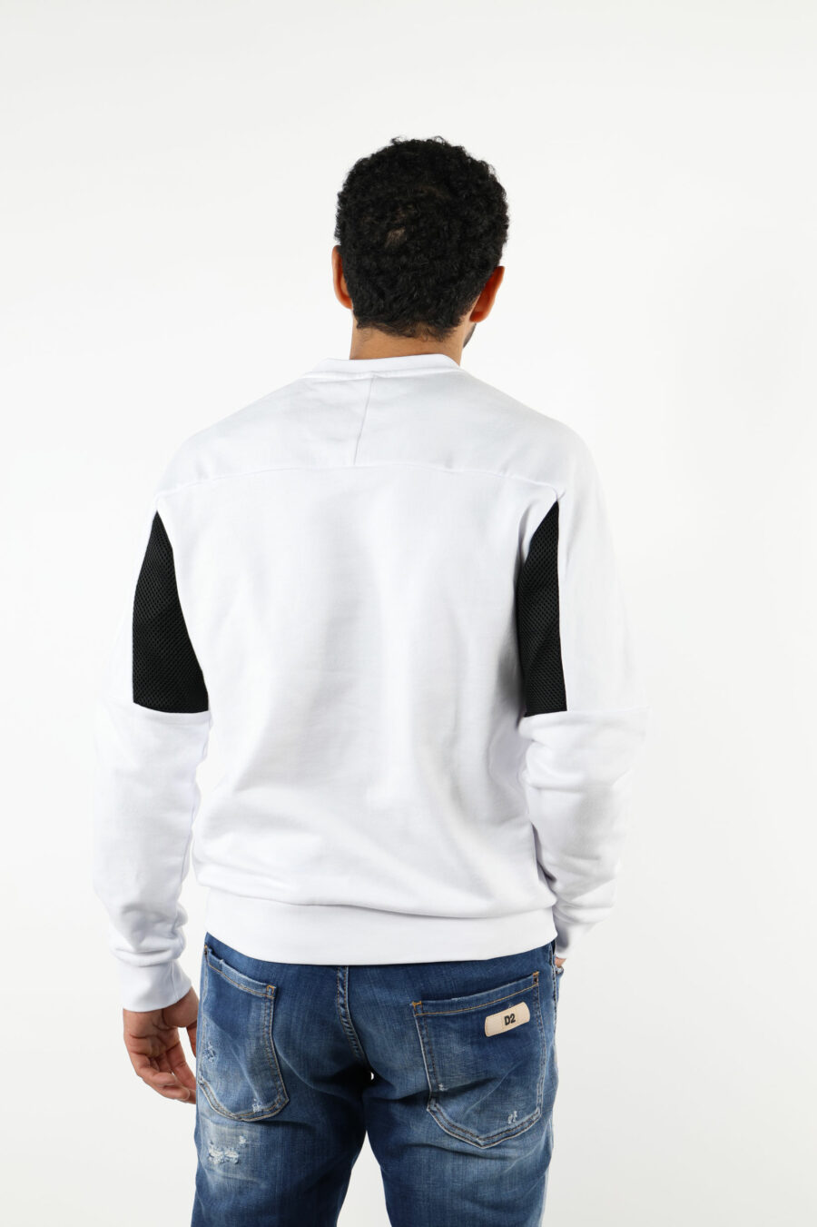 White sweatshirt with "lux identity" mini logo on monochrome ribbon - 111224