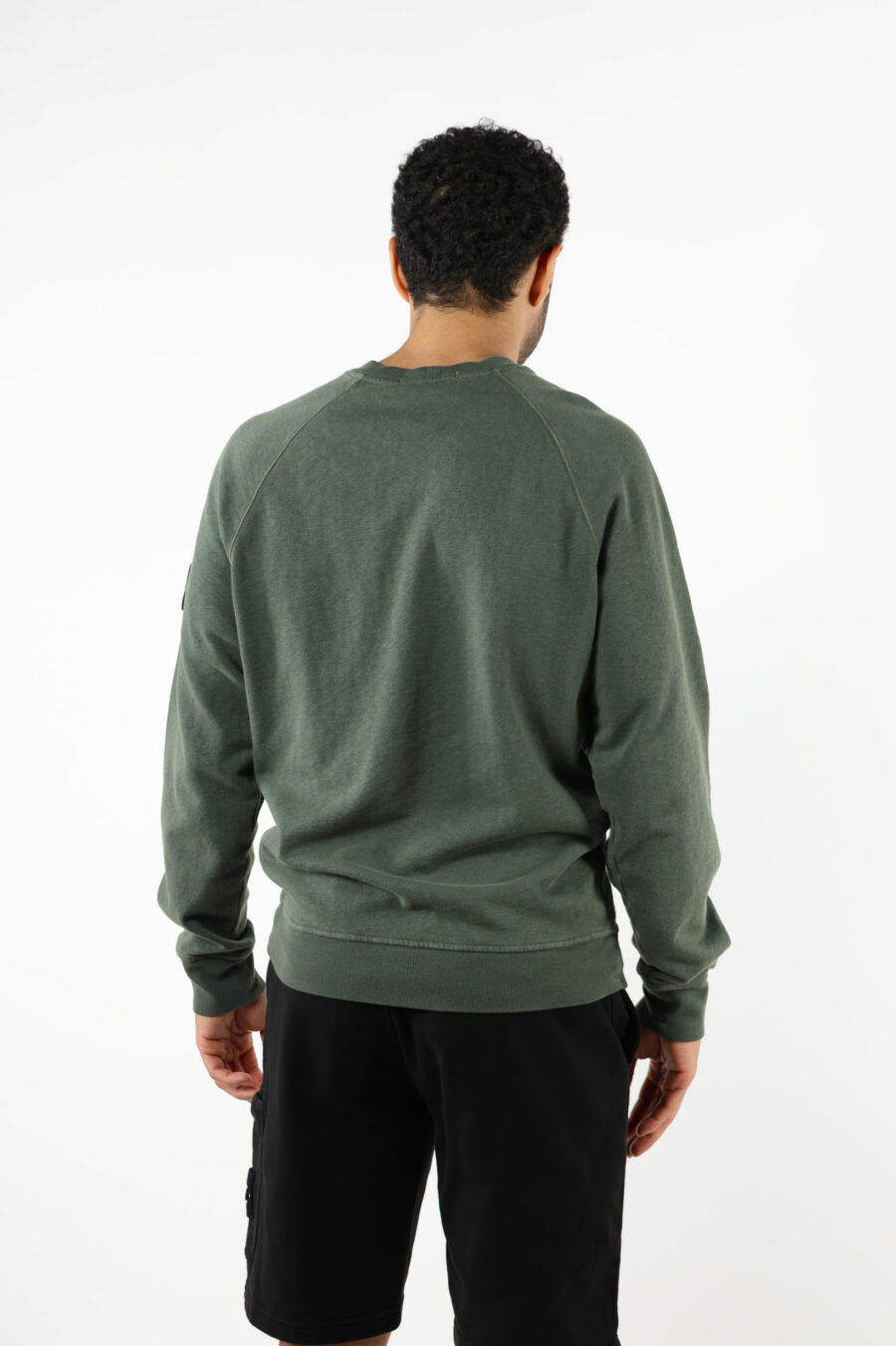 Military green sweatshirt with logo compass patch - 111394