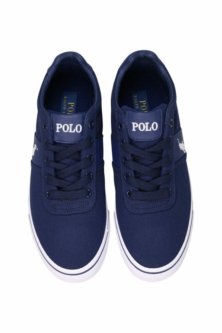 Zapatillas azules oscuras con minilogo "polo" y suela blanca - 3611588439341 4 scaled