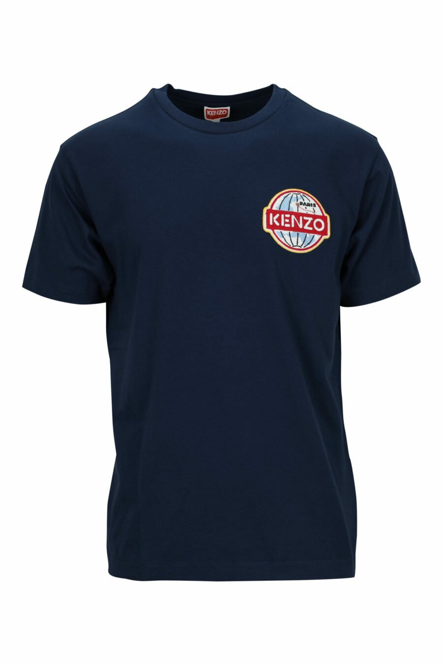 T-shirt bleu avec mini-logo rond "Kenzo" - 3612230544475 à l'échelle