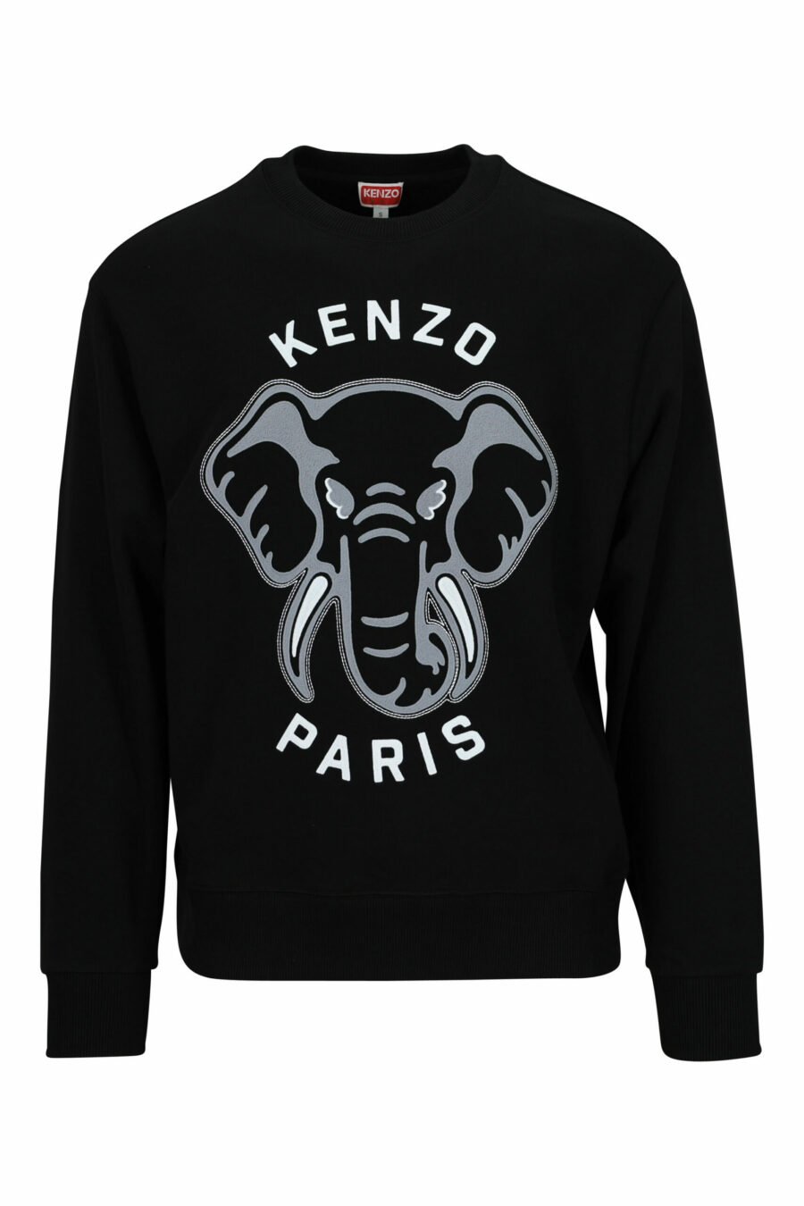 Schwarzes Sweatshirt in Übergröße mit großem, geprägtem Elefanten-Logo - 3612230552777 skaliert