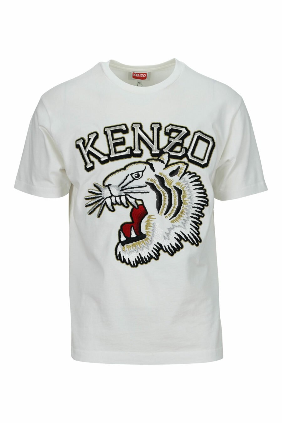 T-shirt blanc oversize avec grand logo tigré en relief - 3612230568013 scaled