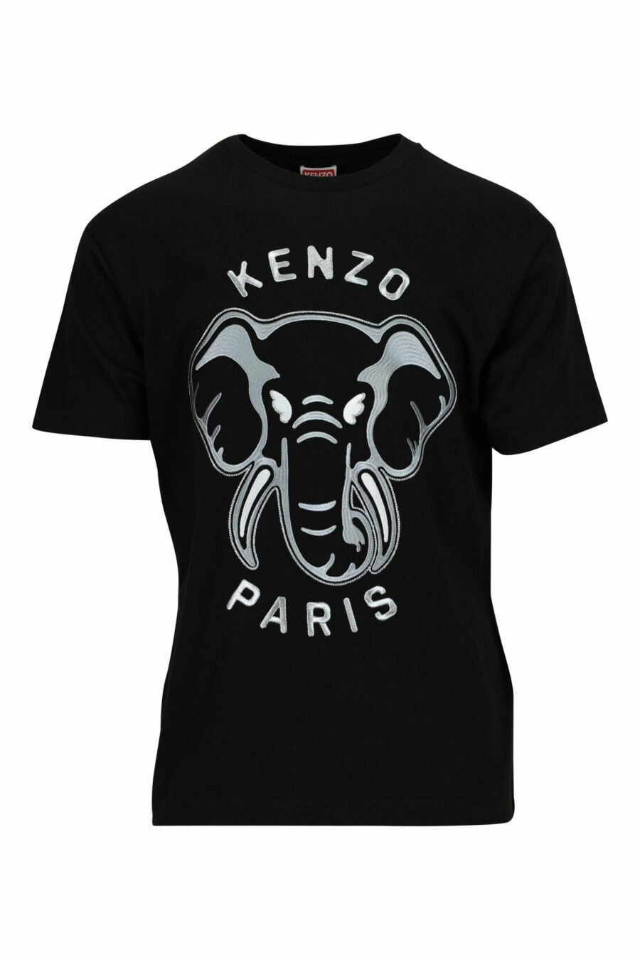 Schwarzes T-Shirt in Übergröße mit großem, geprägtem Elefanten-Logo - 3612230568839 skaliert