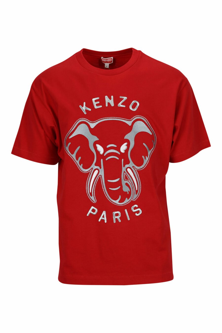 T-shirt rouge surdimensionné avec logo en relief d'un grand éléphant - 3612230568877 scaled
