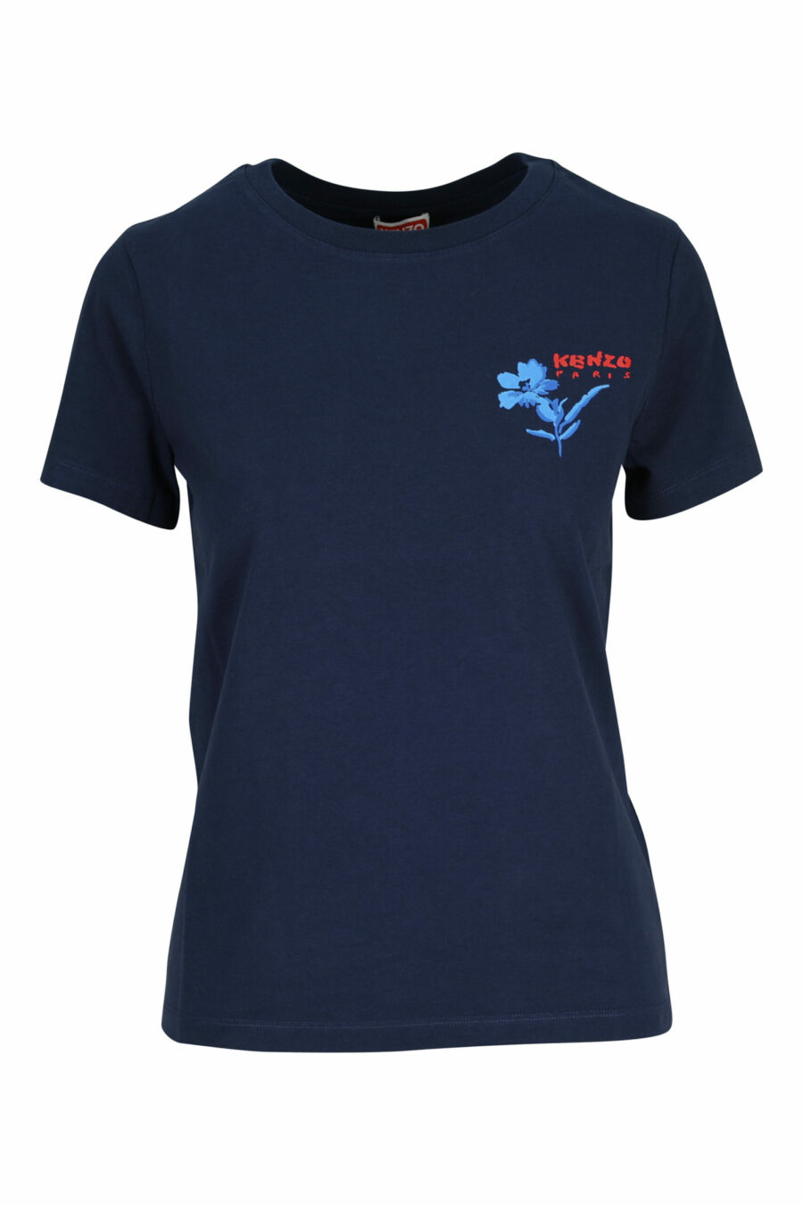Camiseta azul oscuro con minilogo "drawn flower" - 3612230587366 scaled