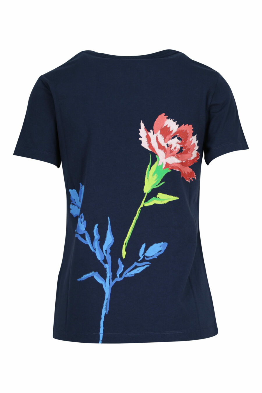 Camiseta azul oscuro con minilogo "drawn flower" - 3612230587366 1 scaled