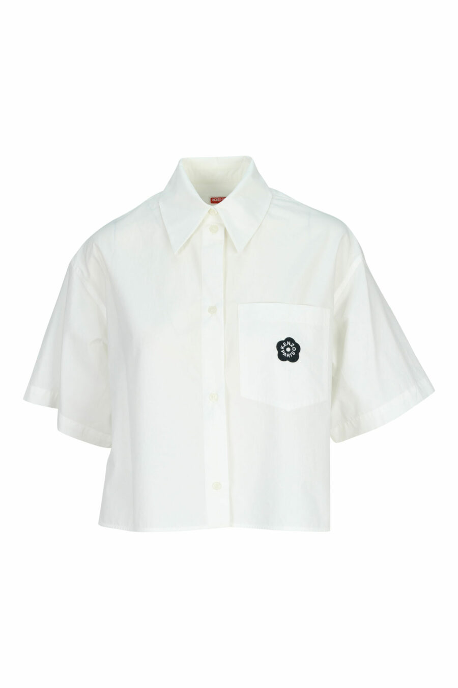 Camisa blanca manga corta con minilogo "boke flower" negro - 3612230589063 scaled