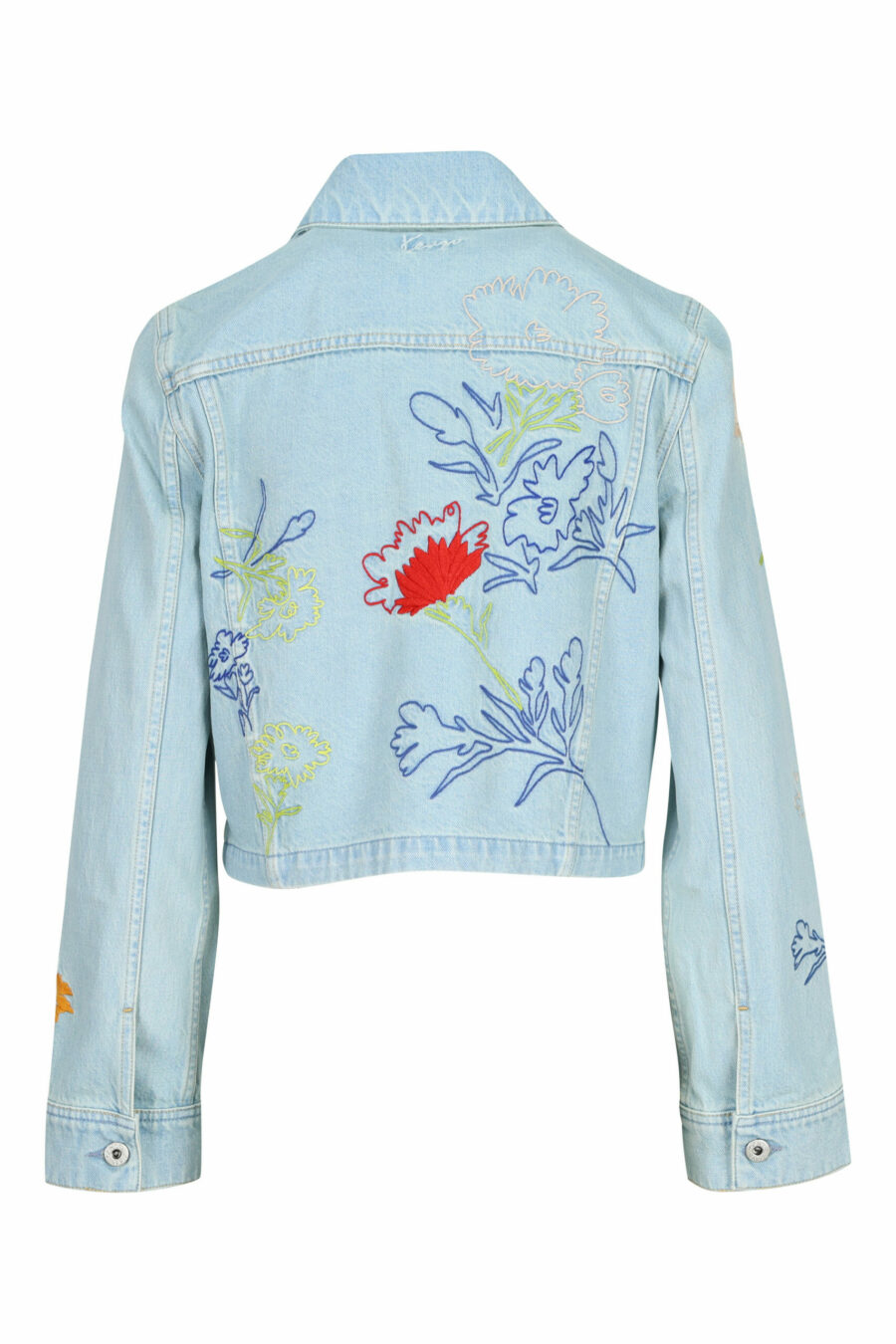 Blue denim jacket with logo "drawn flowers" - 3612230589117 1 scaled