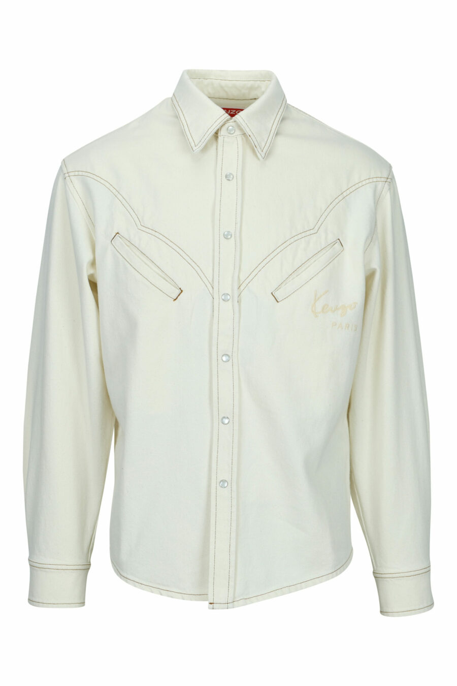 Camisa western de ganga branca com logótipo - 3612230590823 scaled