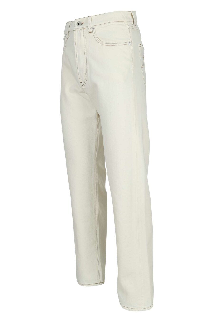 Pantalón vaquero blanco con logo "k" - 3612230591813 1
