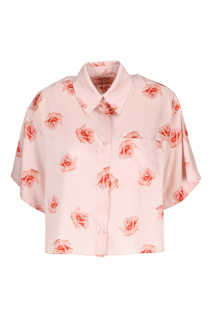 Camisa rosa manga corta con logo "kenzo rose" - 3612230604797 scaled