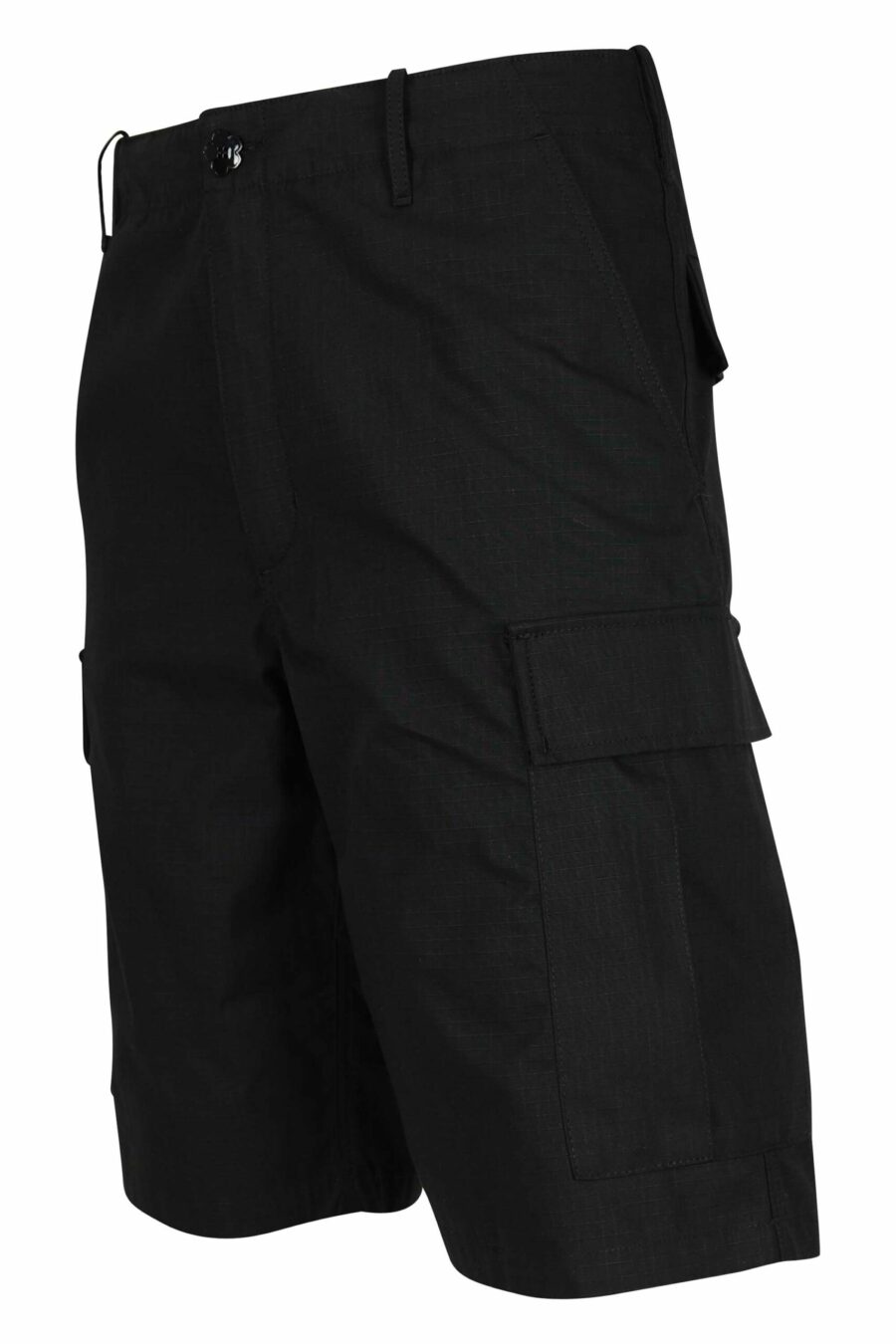 Pantalón negro corto estilo cargo con logo "boke flower" - 3612230618985 1 scaled