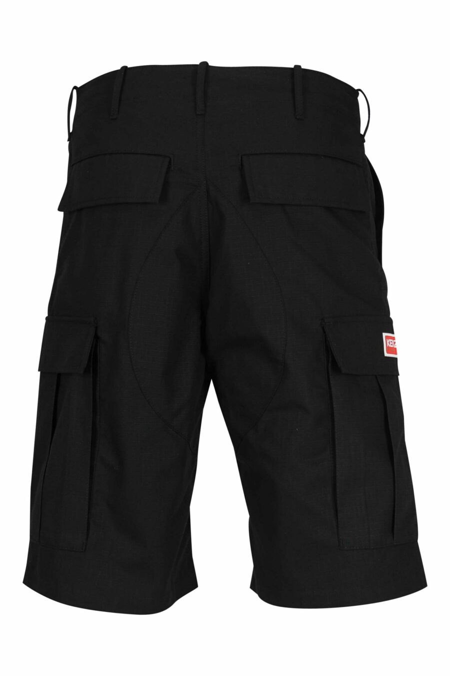 Pantalón negro corto estilo cargo con logo "boke flower" - 3612230618985 2 scaled