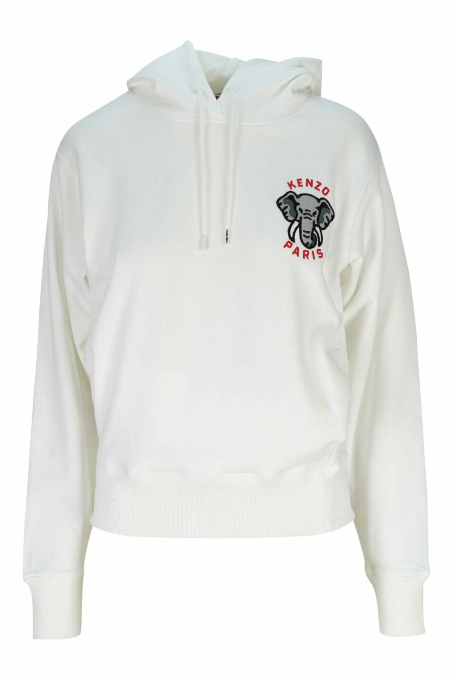 Sweat blanc à capuche avec mini logo "kenzo elephant" - 3612230619975 scaled